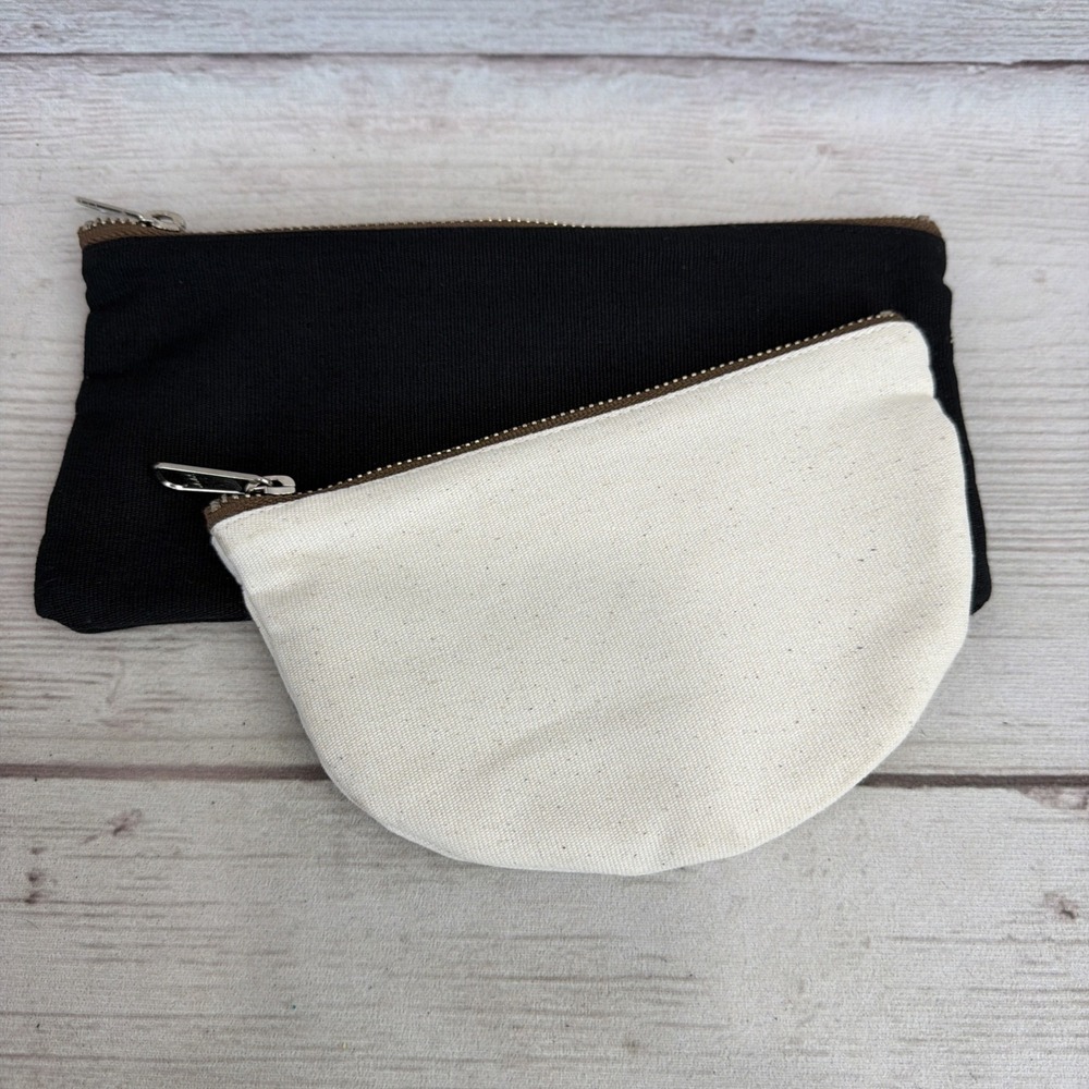 Elizabeth Suzann Zip Pouch 2-Piece Set Cotton Canvas Black & Cream Brand New!